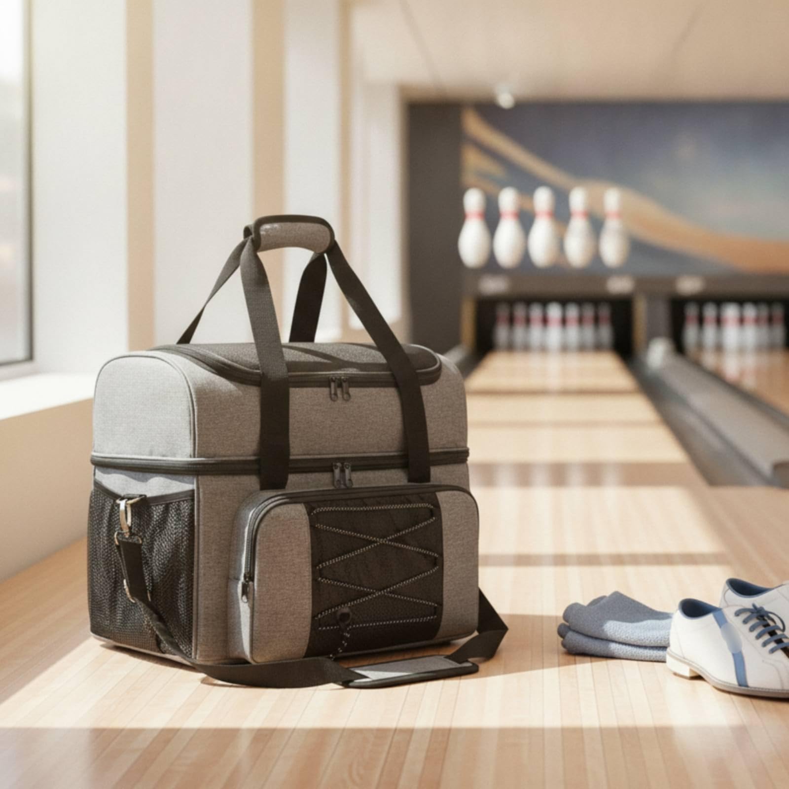 Borsa da Bowling con Divisorio Durevole Borsa da Bowling con Cuscino in Schiuma Regolabile per Torneo
