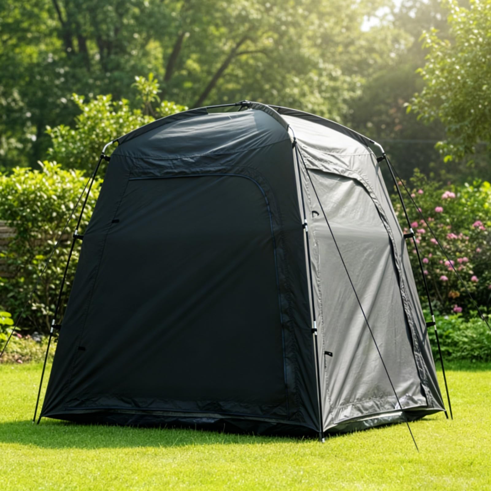 Abri à vélos extérieur pour 1 à 3 vélos, 200*120*165 cm, housse de protection imperméable pour vélos avec fenêtre d'aération, tente de rangement pour vélos, abri de stockage pour bicyclettes (Noir)