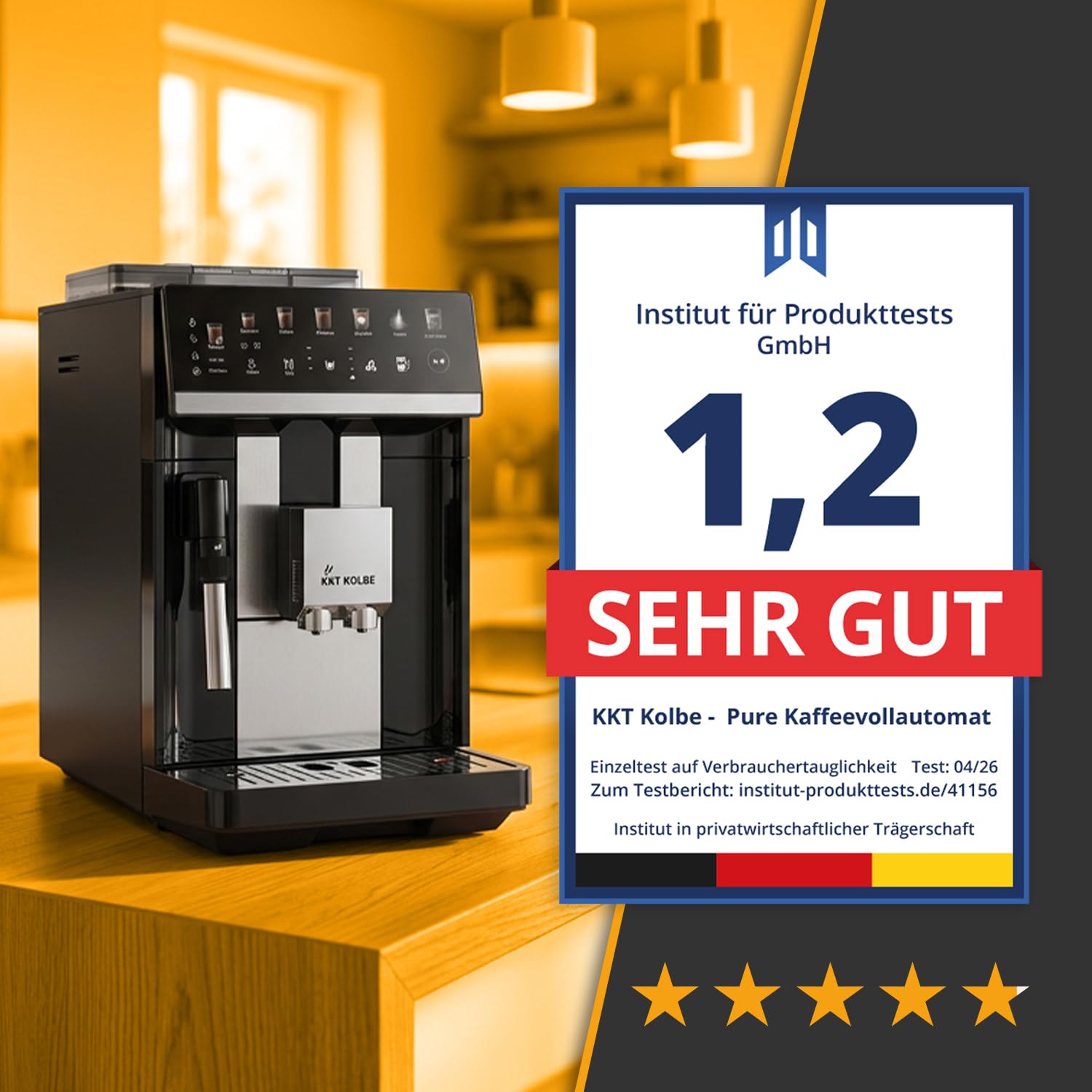 KKT KOLBE Kaffeevollautomat mit Milchschaumdüse, ColdBrew, 15 Bar, 7-stufiges Mahlwerk, Touchscreen, Schwarz Silber
