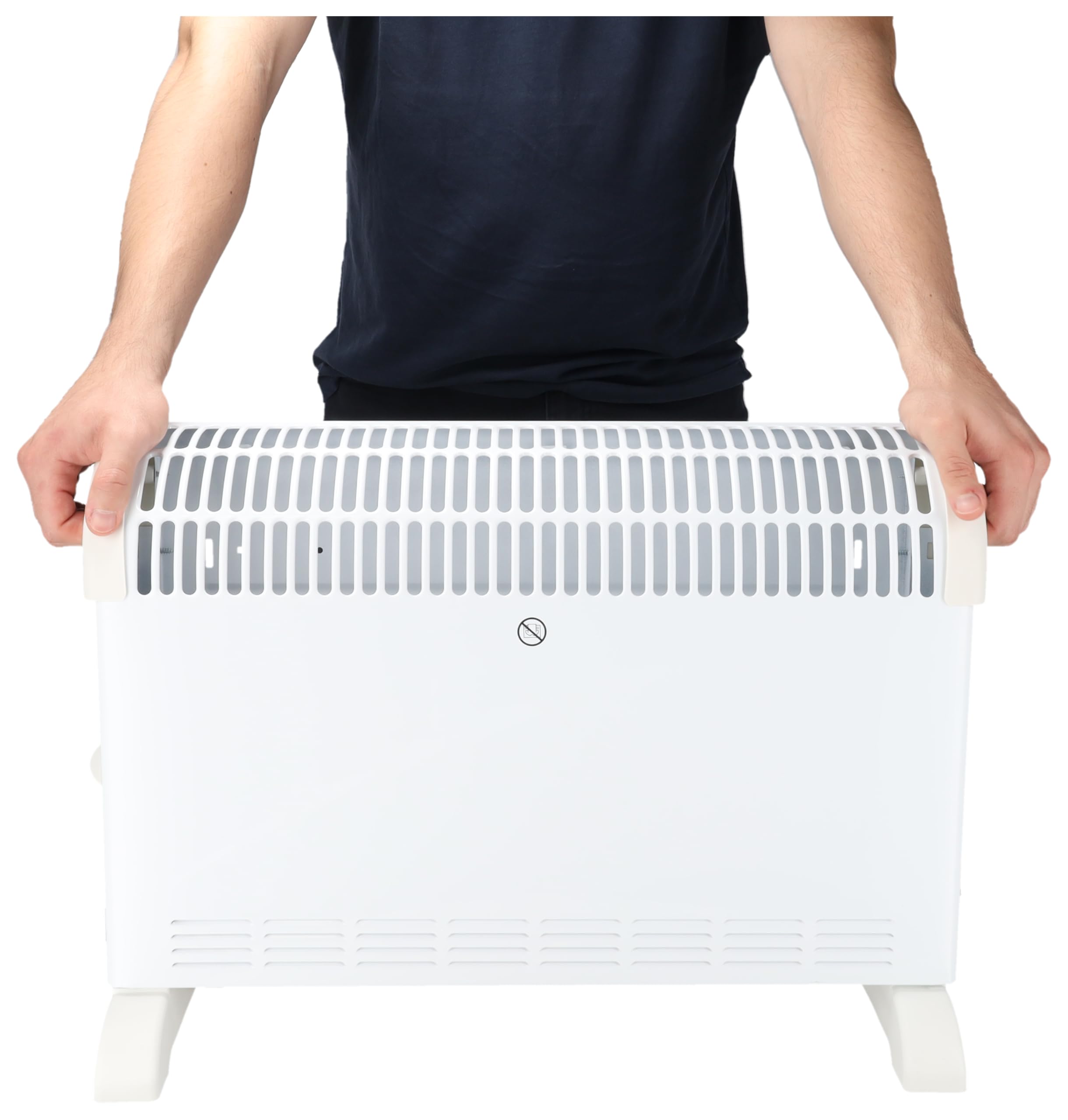 Calefactor convector con 2000 W de potencia, DESCON, protección antivuelco, termostato, protección contra sobrecalentamiento, fácil manejo y transporte, para calefacción adicional eficiente