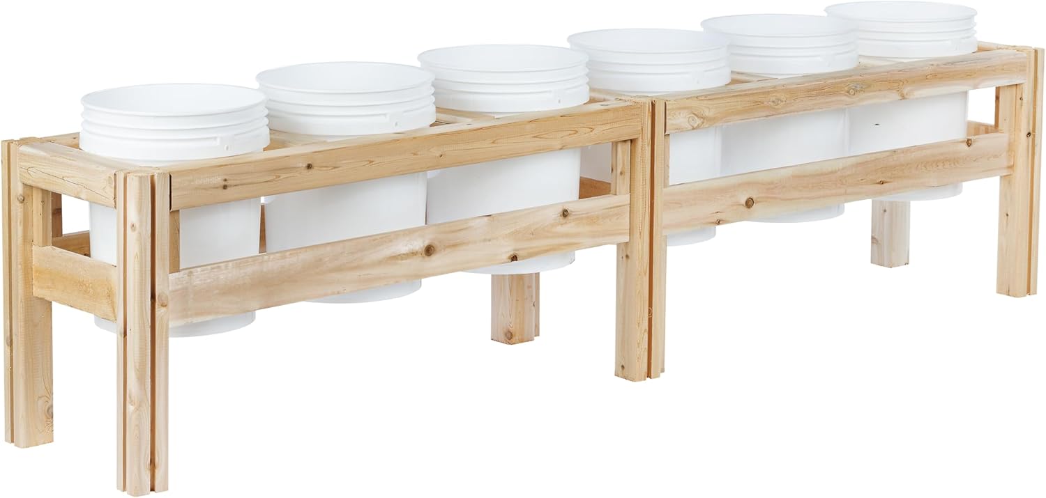 Greenes Fence Six Bucket Elevated Cedar Wood Garden Frame, 84 in. x 16 in. x 20 in. - Made in USA with North American Cedar