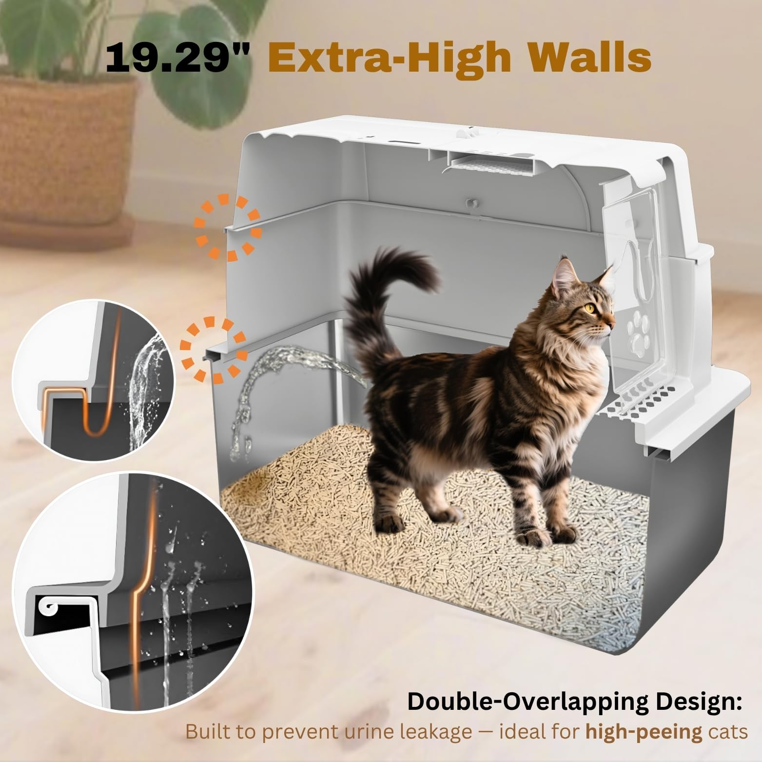 XXXXL Jumbo Stainless Steel Litter Box with Lid for Maine Coon, 28" L x 20" W x 19" H Extra Large Stainless Steel Cat Litter Box for Big Cat and Multi-Cats Families,Non-Sticky, Anti-Leakage - image 4