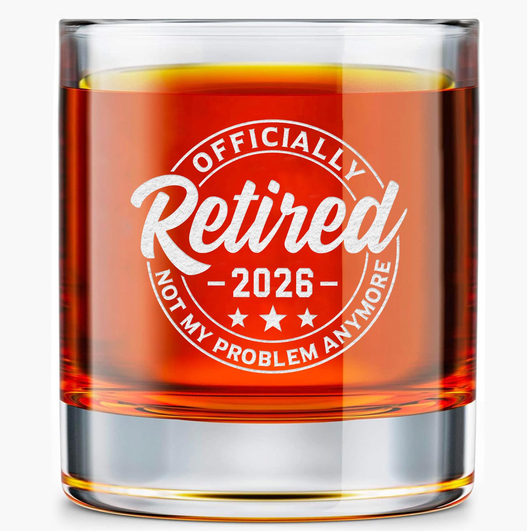 Retirement Gifts For Men 2026 - Cool Funny Retired Gifts For Men, Boss, Coworker, Friends, Dad, Husband - Happy Retirement Party Decorations - Retired Not My Problem Anymore 10oz Whiskey Rock Glass