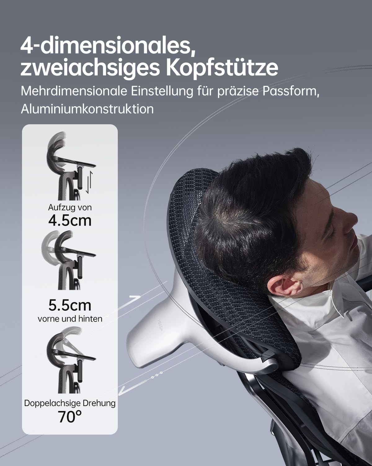 Hbada E3 Ultra Bureaustoel, ergonomisch, bureaustoel, met 3-zones, dynamische lendensteun, 4D verstelbare hoofdsteun, 360° mechanische armleuningen, bureaustoel met voetensteun, zwart