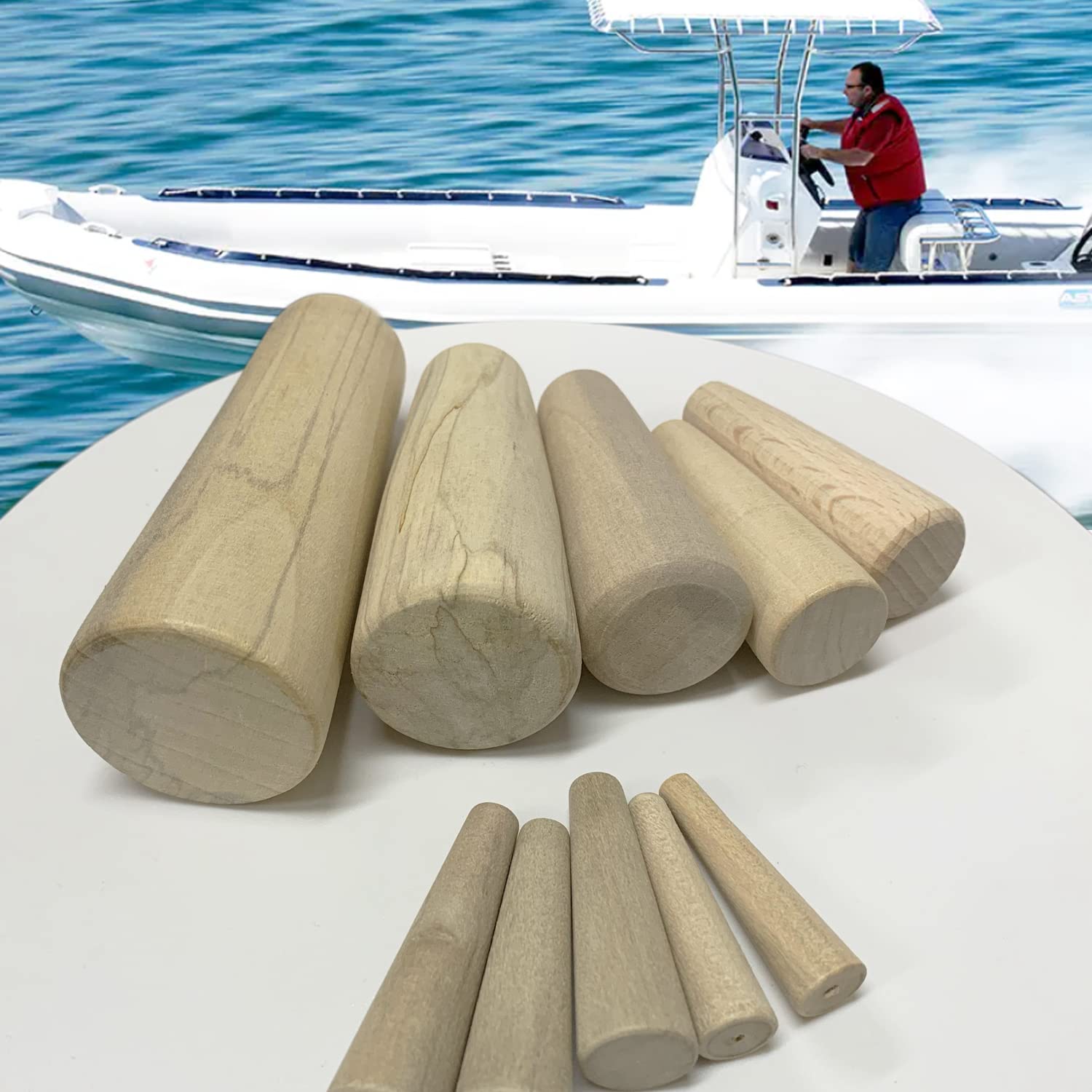 Tappi Conici in Legno per Barca, Set 10 Pezzi, Tappi di Emergenza per Perdite Scafo, Tappi Conici Assortiti per Tubi e Valvole, Legno Morbido ad Espansione Rapida (1/5''–1 3/5'')
