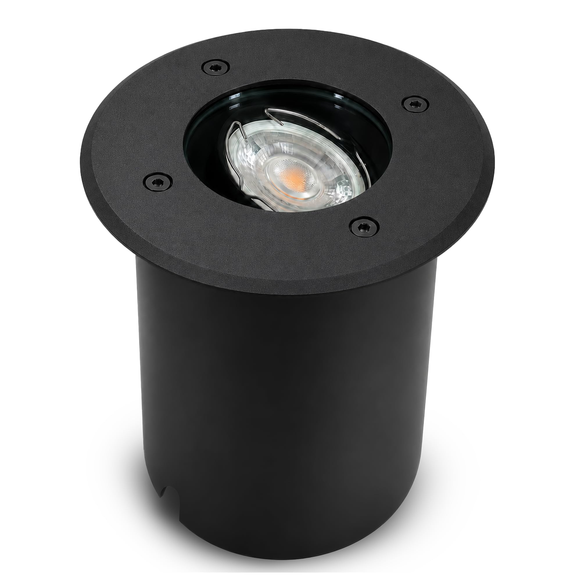 SSC-LUXon JUAVI Bodeneinbauleuchte 3er Set rund IP67 GU10 7W neutralweiß | Drei befahrbare Bodenstrahler bis 2000kg - schwenkbar & dimmbar, neutralweiß, für Garten & Wege, IP67, inkl. GU10 LED