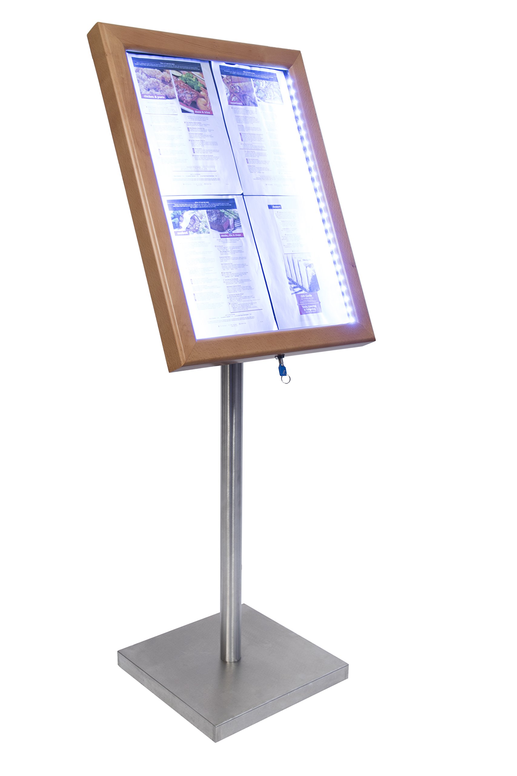 SECURIT - Pizarra LED Classic cristal pantalla de información - 4 x A4 (A2) | 68,5 x 53 x 5,5 cm, marco de Marrón (mcs - 4 a4-wldb), color madera