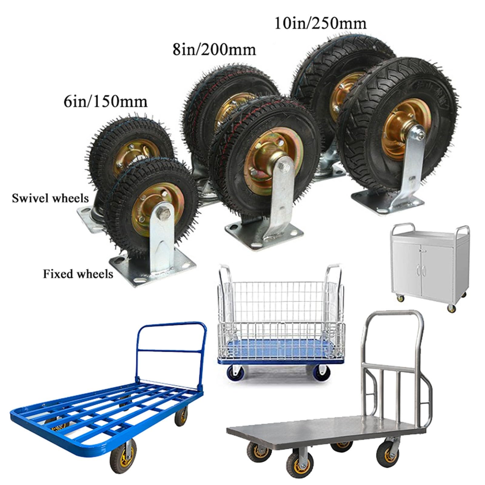 WORDFUN Conjunto De 4 Ruedas Industriales Resistentes, Ruedas De Transporte, Ruedas para Muebles, Doble Rodamiento, Ruedas De Carretilla, No Daña El Suelo, Resistente Al Desgaste, con Tornillos