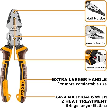 INGCO 7Pcs High Leverage Pliers Set Locking Pliers Set Roll Up Pouch Included COS23036