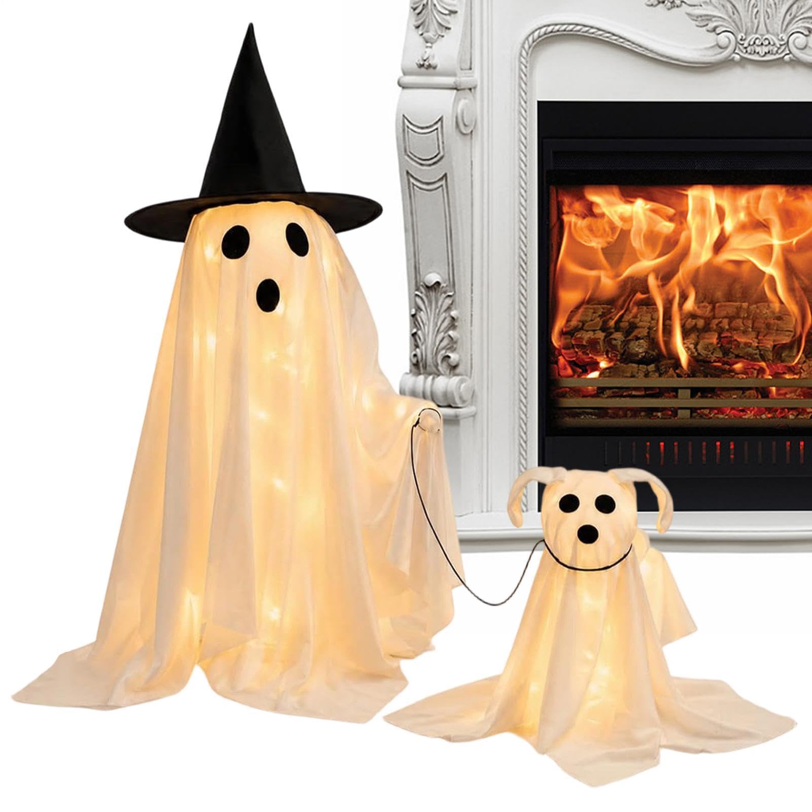 Halloween duch świecący duch spacerujący pies nawiedzony dom figurki