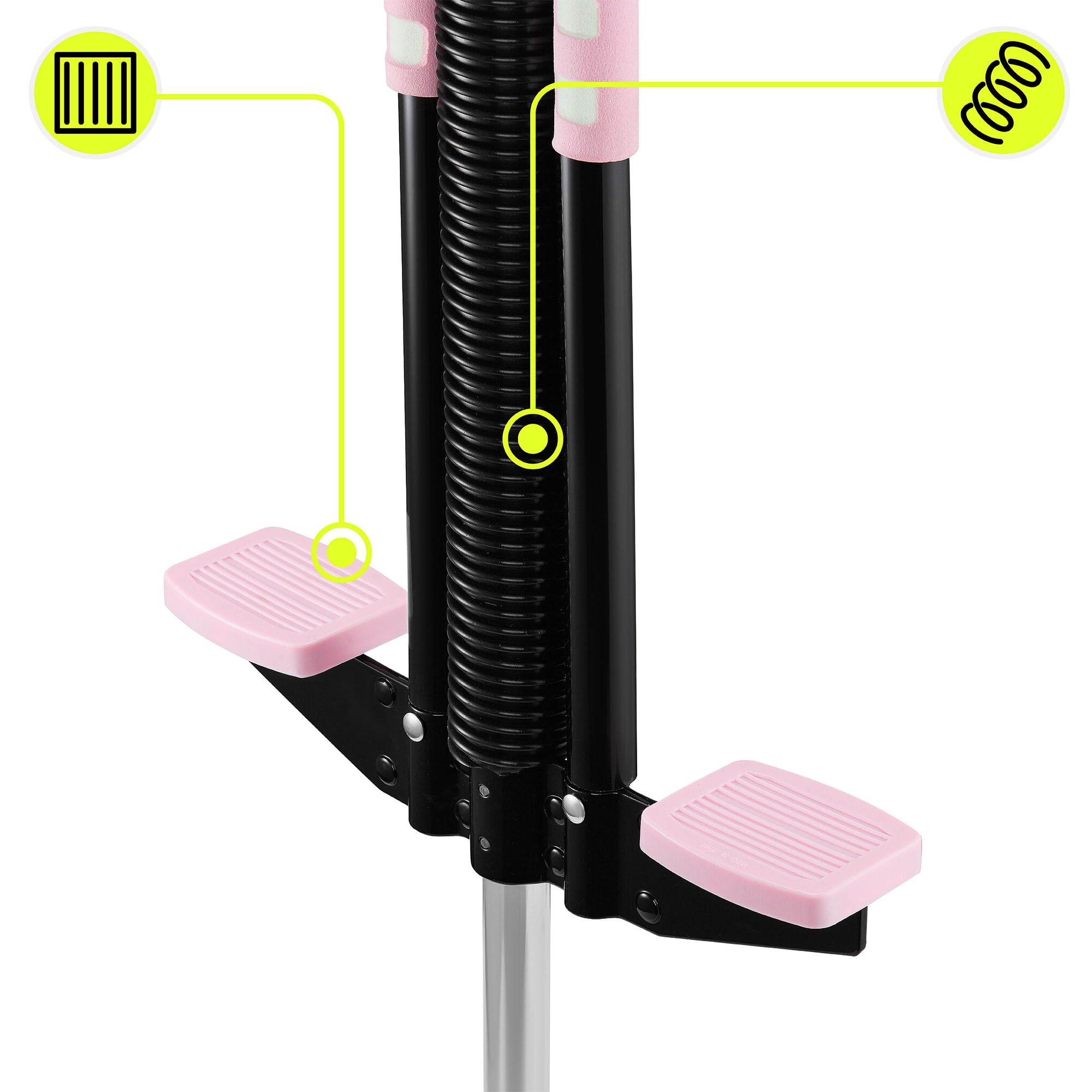 HyperMotion Skoczek POGO dla Dzieci 9–14 Lat, Urządzenie Treningowe do 50 kg, 2,35 kg, System Sprężynowy, Kolor Różowy