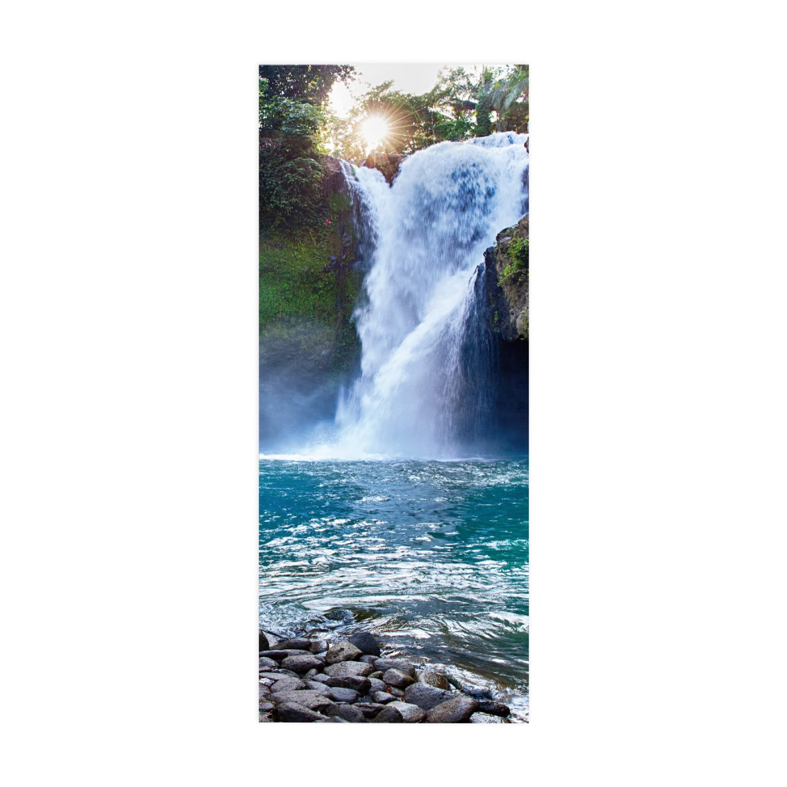 3D Door Stickers Forest Waterfall Mural Art Sticker Wallpaper Self-Adhesive Decals Removable Vinyl W100 x H215cm