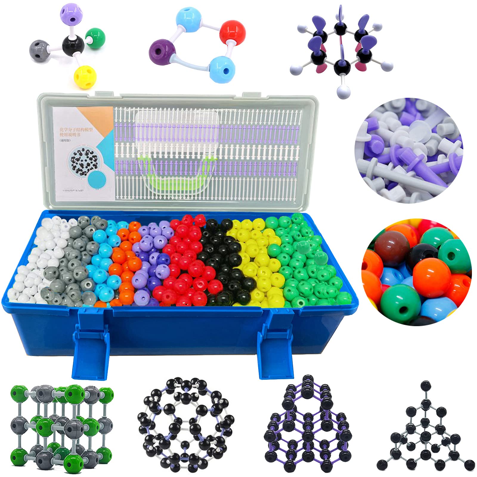 Chemistry Molecular Model Kit, 1416 PCS Molecular Model Kit, with Atomic/Bonds/Charge-Clouds, Organic/Inorganic Chemistry Model Kit for Student and Teacher, Modeling Science Kit for Space Imagination
