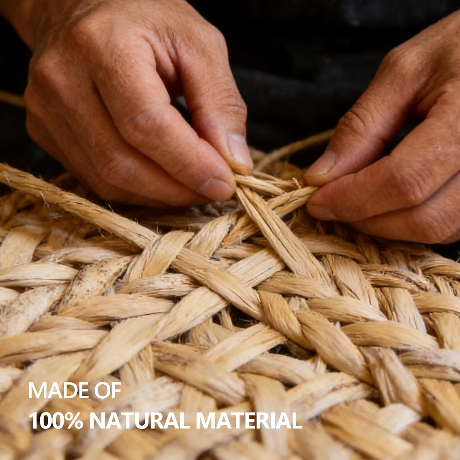 Handwoven Rattan Semi Flush Mount, Farmhouse Ceiling Light with White Metal Ceiling Mount, Natural Wicker Basket Ceiling Lamp for Bedroom, Kitchen, Boho Home Decor (10.2" D x 6.7" H)