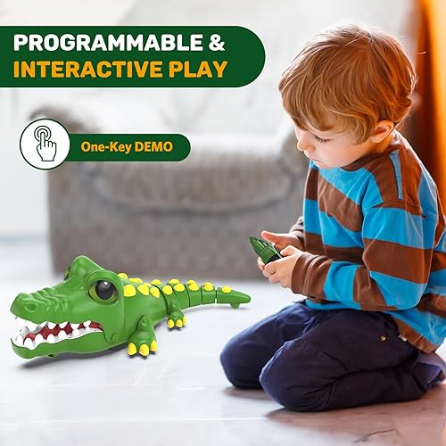 Miniatura 9 de Juguetes interactivos de tiburón de control remoto grande de 14 pulgadas para niños, 2023 robots de tiburón RC programables, acción de mordida