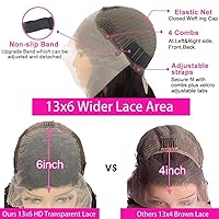 Vista 5 de Pelucas de cabello humano ondulado profundo de 13 x 6 pulgadas, pelucas de cabello humano prearrancado HD con encaje frontal, densidad del 200%, sin