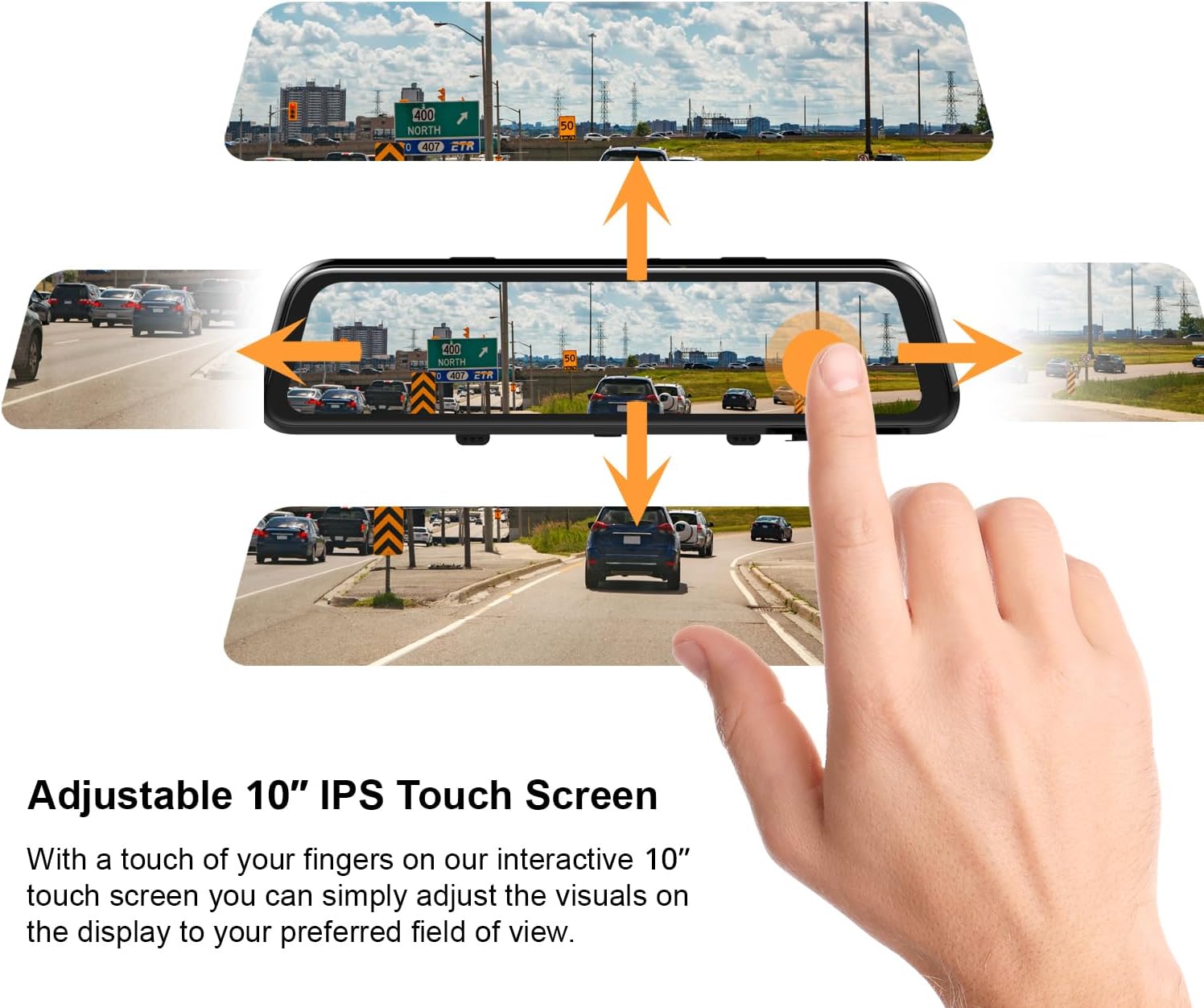 M1 Pro 2K Dual Mirror Dash Cam – 1440p Front + 1080p Rear, 10” IPS Touchscreen, Stream Media, Night Vision, Parking Monitor, Waterproof Backup Cam, Supports 256GB