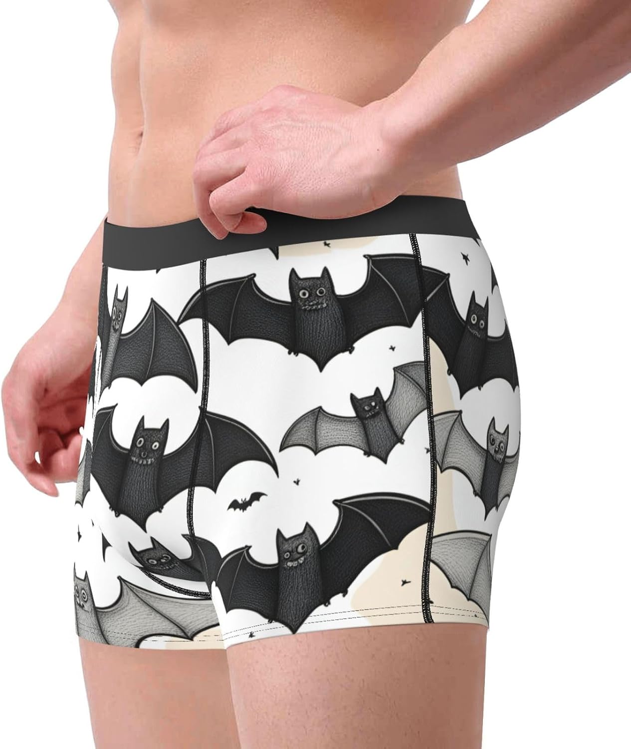 Halloween Flying Bats Print Men'S Boxer Briefs, Breathable Comfortable Mens Underwear With Soft Stretch Fabric
