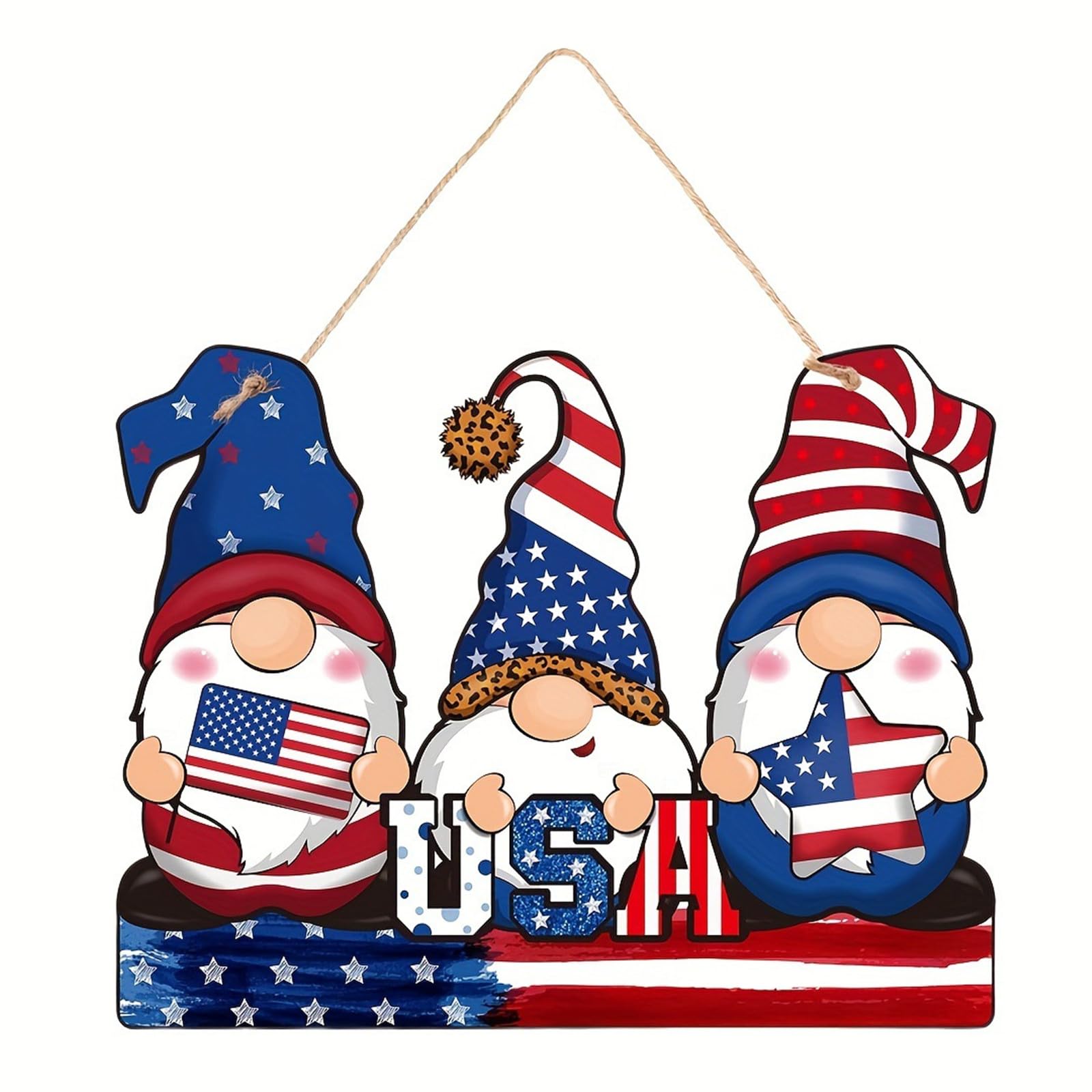 Buxuaaaa 4th of Julys Patriotics Welcome Sign Wooden Hangings Sign Door Wall Decorations Independences Day Memorials Day Wreath Wooden Patriotics Wreath