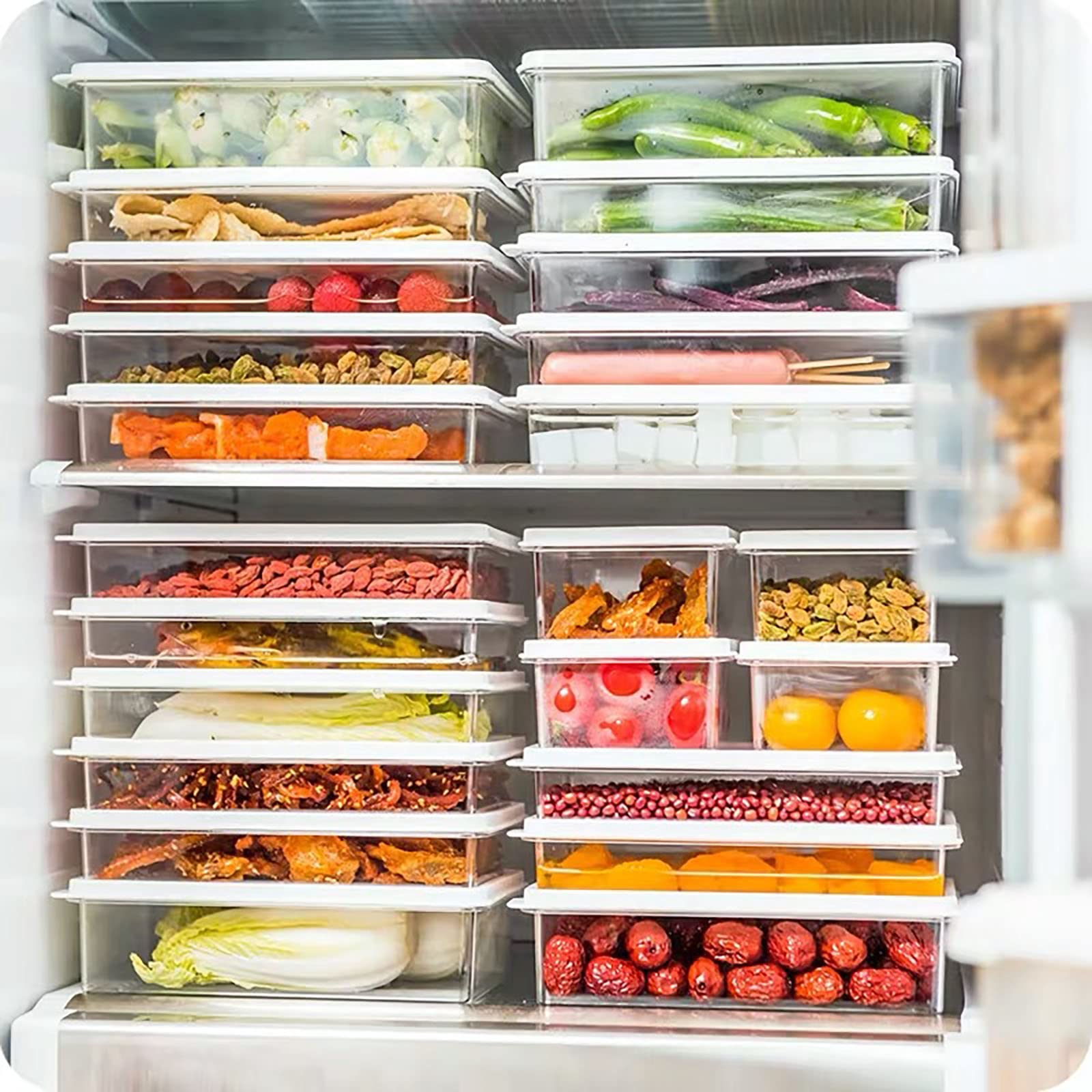 BAtlam 3 Paquetes de Caja de Almacenamiento apilable Transparente para Frutas y Verduras, Caja sellada para Alimentos de Cocina, Caja para congelador (tamaño: 450 ml) (450 ml)