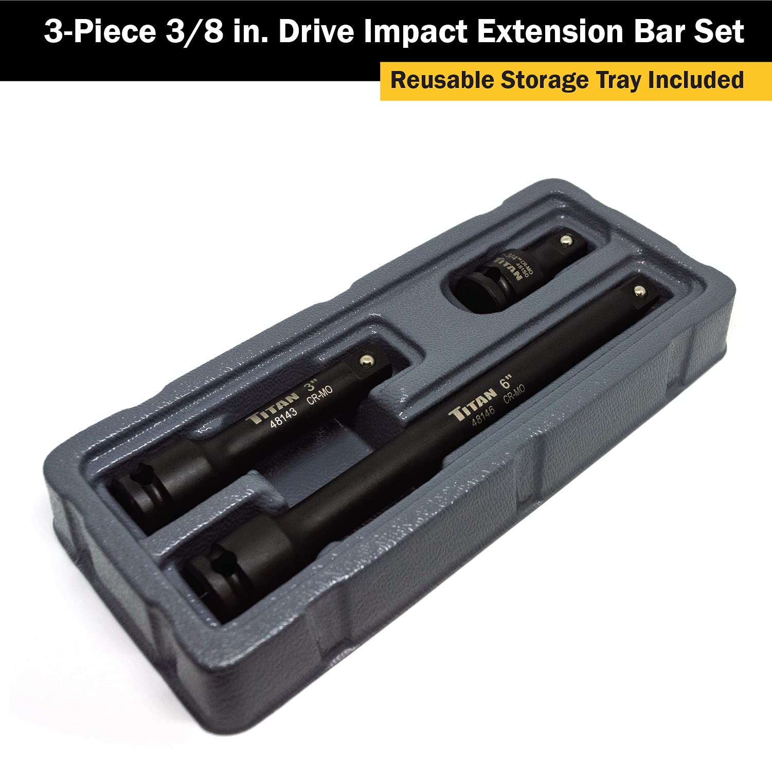 Titan 48140 3-Piece 3/8-Inch Drive Impact Extension Bar Set, Variety Pack - Image 4