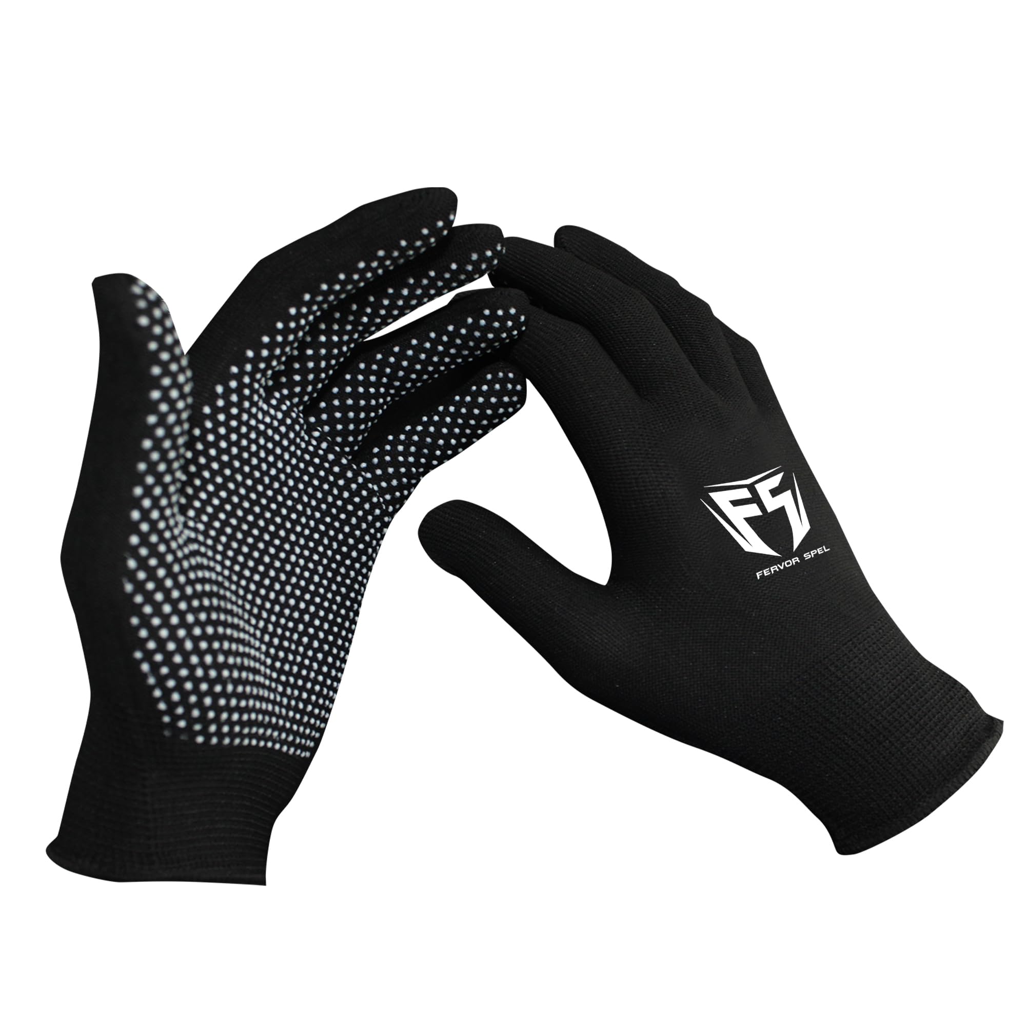 Fervor Spel Cotton Gloves (Anti Slip) with PVC Dotted for Tennis Only for Soft Ball (Black)-picture-10