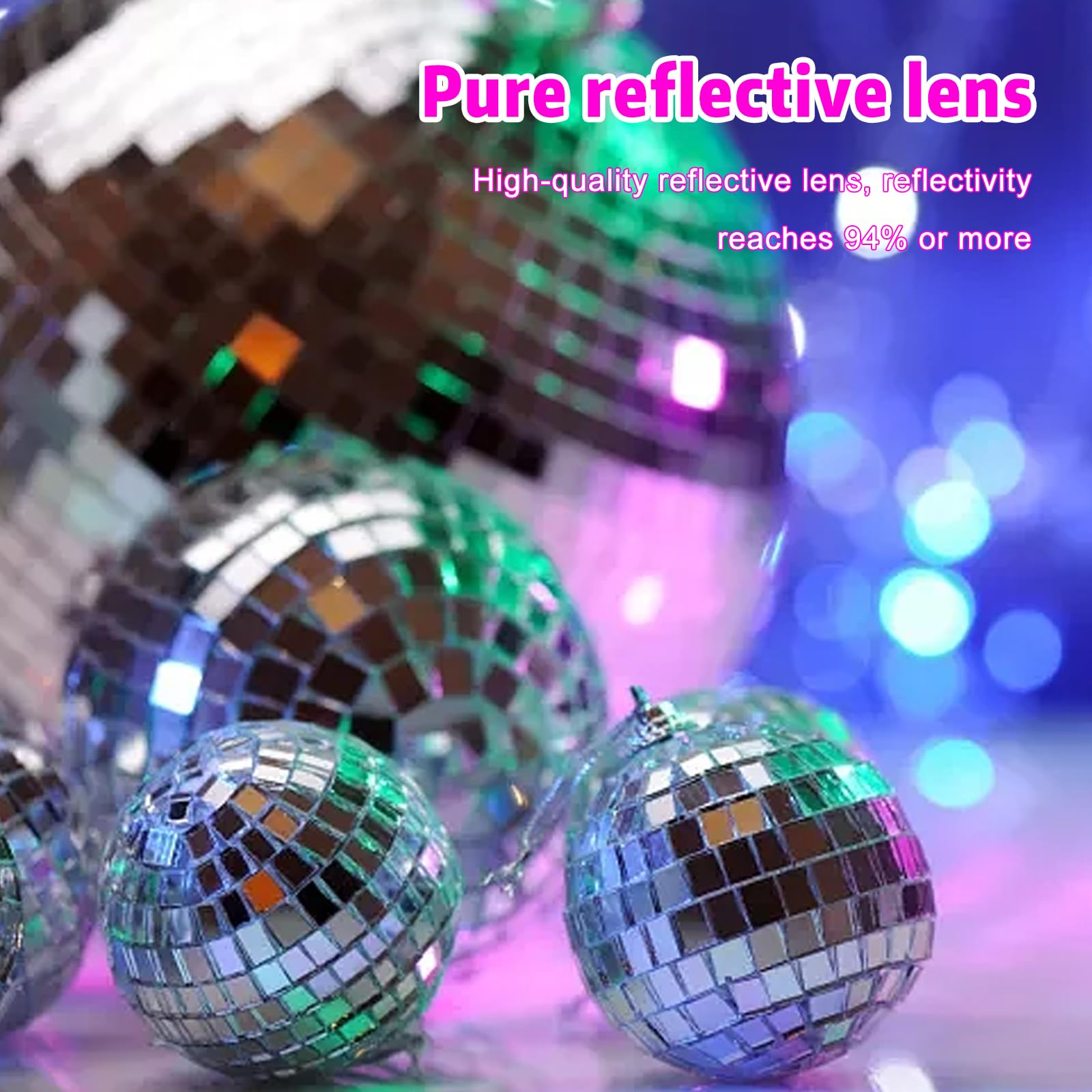 Kit De 25 Boules à Facettes Disco Argentées - 4 Tailles (3,4,5,6 Cm) Avec Corde - Décoration Fête, Noël, Mariage - 9