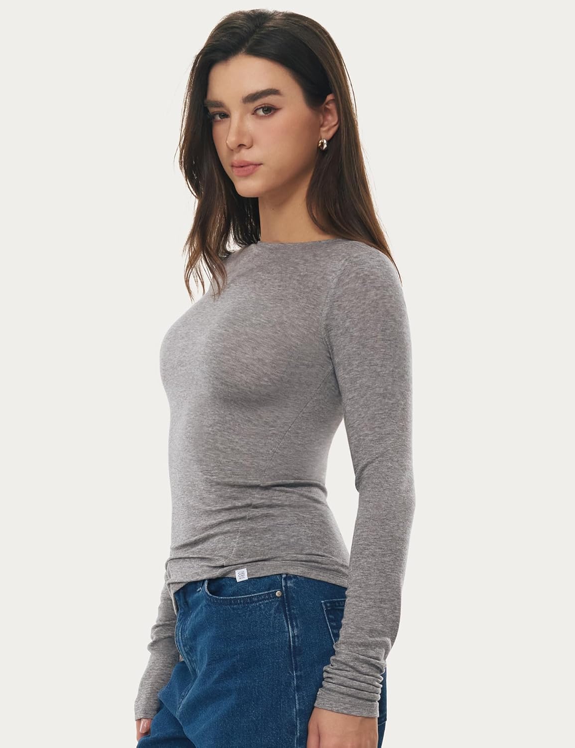 Women's Boat Neck Long Sleeve Shirts Merino Wool Blend Tops Fitted Basic Tee Cozy Embrace Collection - Image 2