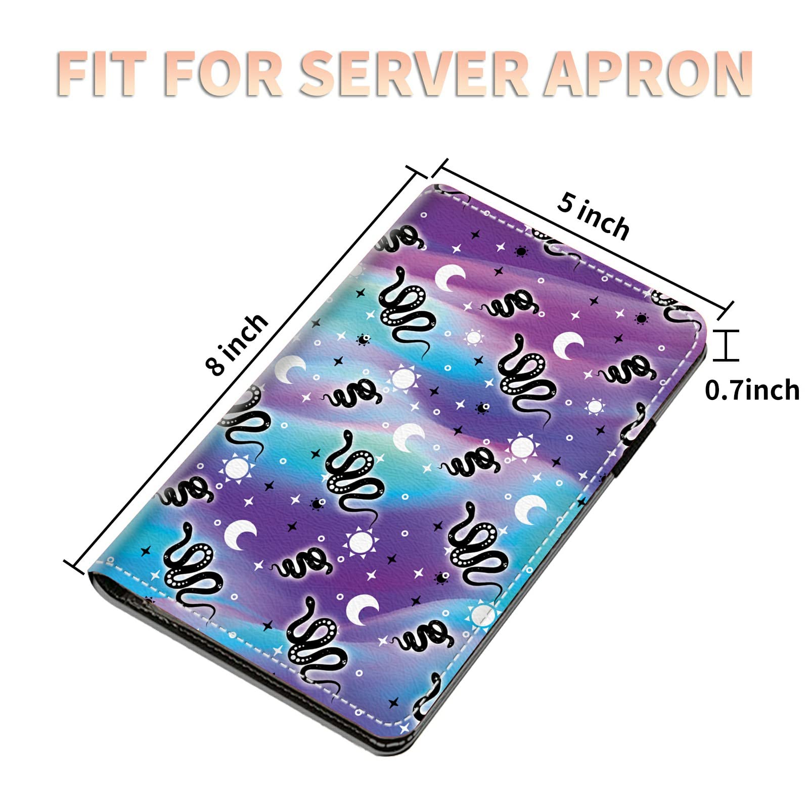 Server Books for Waitress Waiter with Zipper Pocket, Gothic Snake Magic Mystic Leather Server Pads Waitstaff Organizer Guest Check Presenters Server Wallet Money Holder Pouch Fit Apron