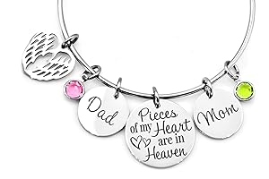 Memorial Jewelry Pieces of my heart are in Heaven Bangle Bracelet mom...