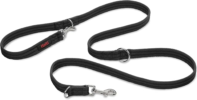 HALTI Training Lead Size Small Black, 2m, Professional Dog Lead to Stop Pulling on the Lead, Perfect for Puppy Walks, Easy to Use Double-Ended Dog Leash, Lightweight Soft & Durable