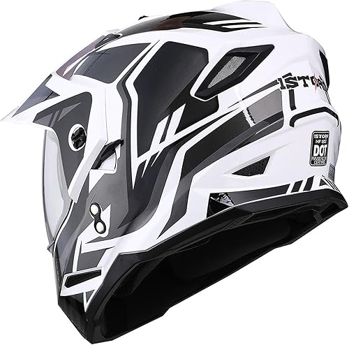 Miniatura 6 de 1Storm Casco integral de doble visera para niños, para motocicleta, motocross, todoterreno, color negro mate