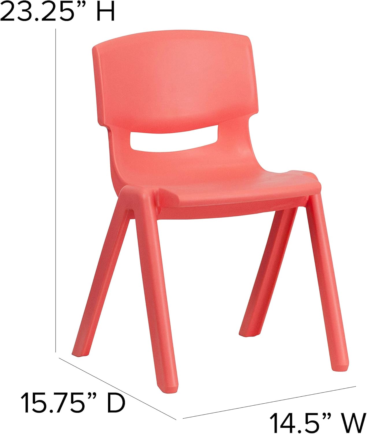 Flash Furniture Red Plastic Stackable School Chair with 13.25'' Seat Height (Pack of 6)