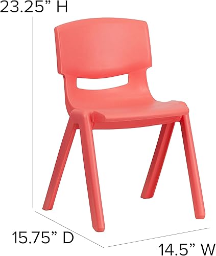 Miniatura 3 de Flash Furniture Silla escolar apilable de plástico rojo con altura de asiento de 13.25 pulgadas