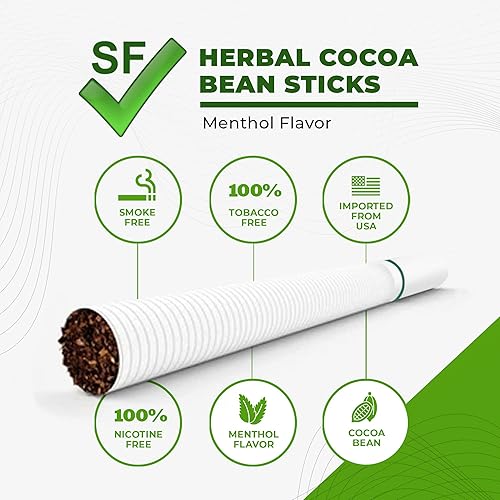 Miniatura 3 de Smoke Free Cigarrillos de hierbas sin tabaco y sin nicotinapalitos de grano de cacao 10 paquetes de sabor mentol