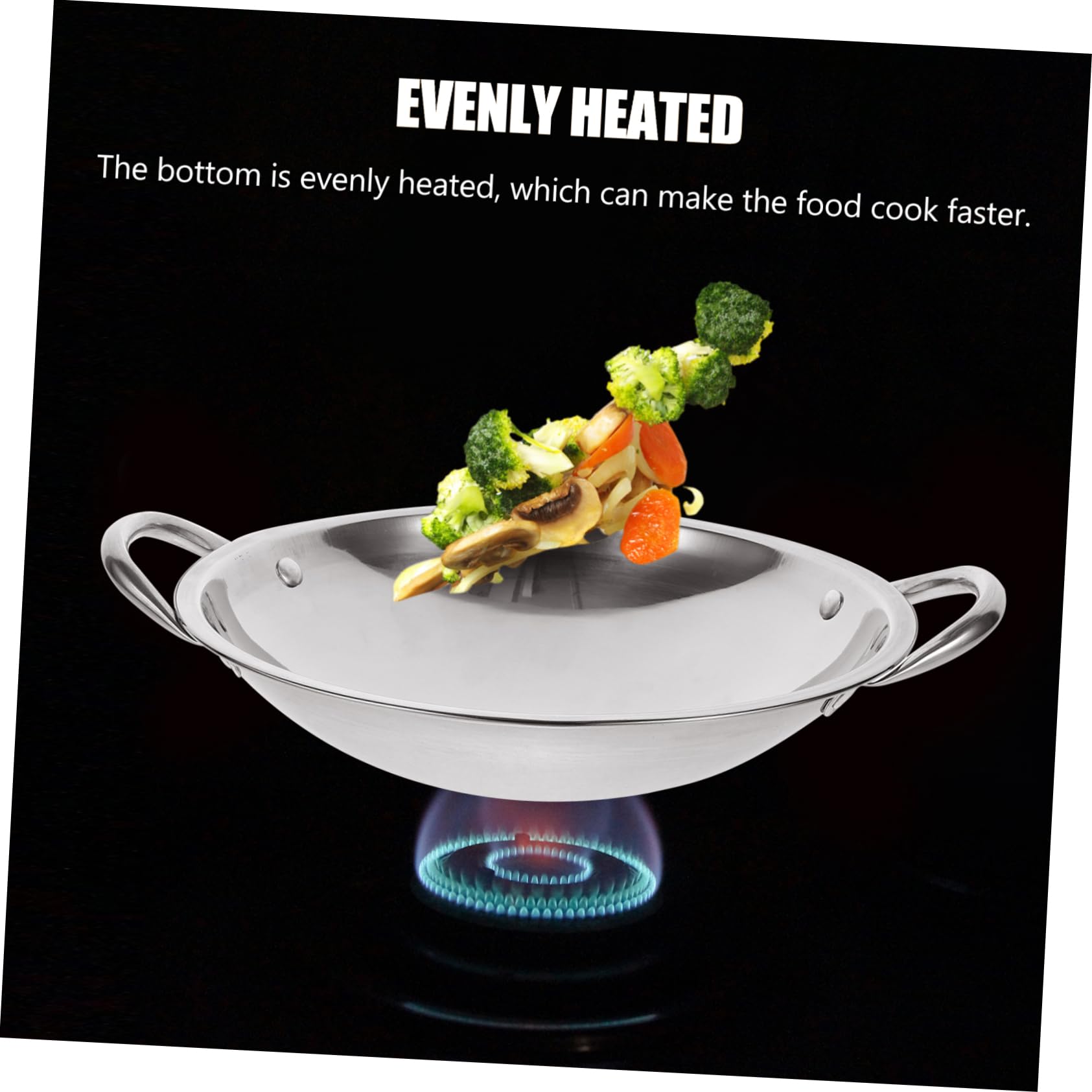 Cabilock Stainless Steel Bottom Hot Pot Griddle with Double Handles Lightweight Non Stick Cooking Pan for Home Kitchen Camping and Restaurants