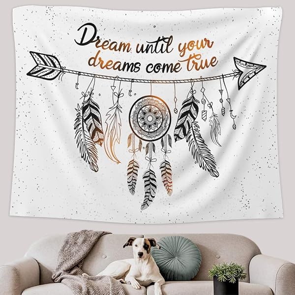 Boho Tapestry Wall Hanging 60x80 White
