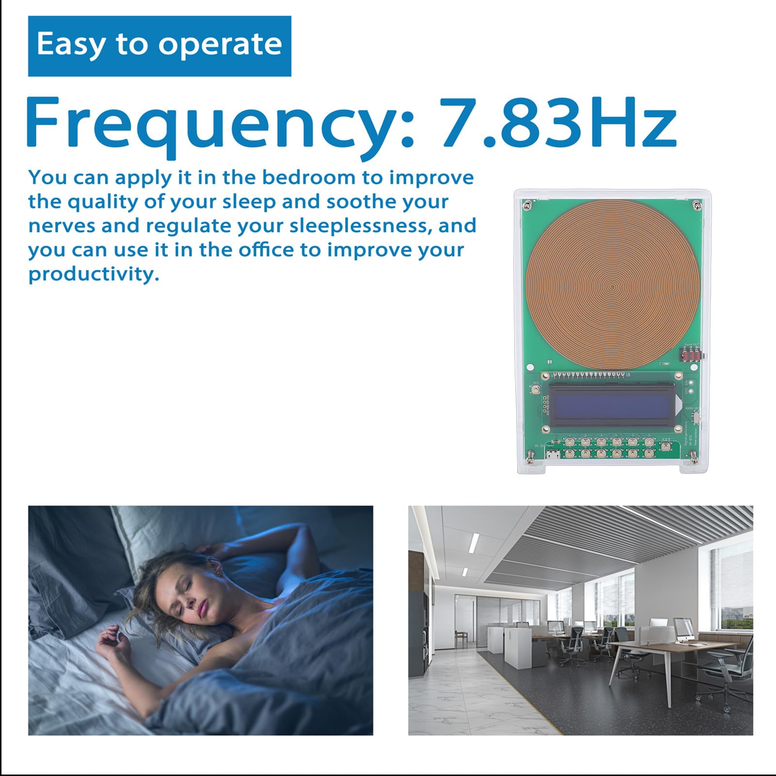 Generatore di risonanza Schumanns regolabile 0,1 Hz-30000 Hz, generatore di frequenza di guarigione portatile Ricarica USB Dispositivo di guarigione a onda sinusoidale per (Placcato in oro con cassa
