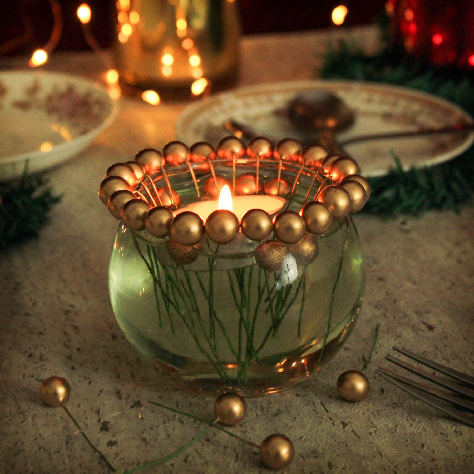 TIED RIBBONS 50 Pcs Christmas Artificial Golden Berries Stems Decorations Items for Xmas Tree Garland Wreath Art and Craft Ornament Props - Christmas Decorations Items 2