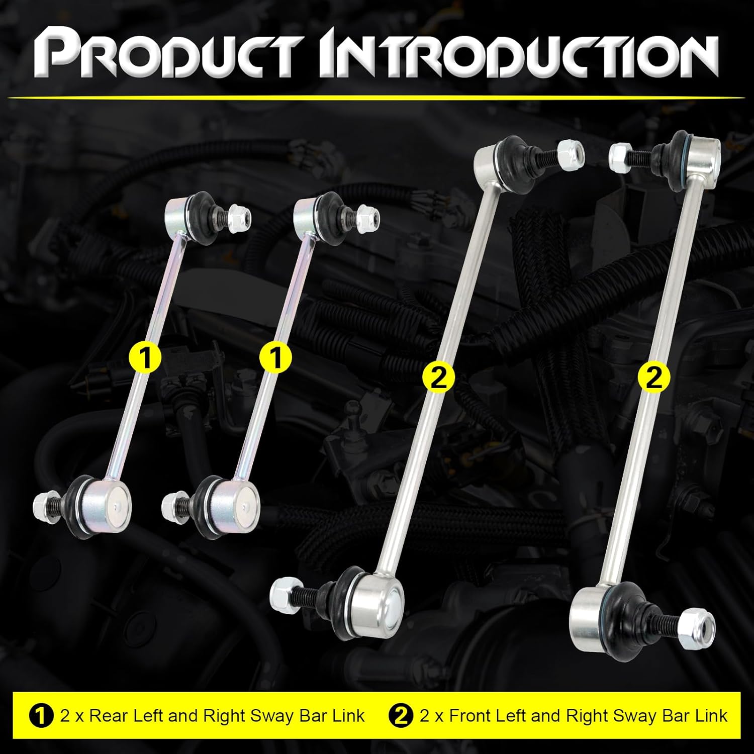 4Pcs Front ＆ Rear Stabilizer Sway Bar End Link Kit, Compatible with 1997-2001 Toyota Camry, 1997-2004 Avalon, 1999-2003 Solara, 1999-2003 Lexus RX300, 1997-2001 ES300, Replace# K90311, K90312, K90313