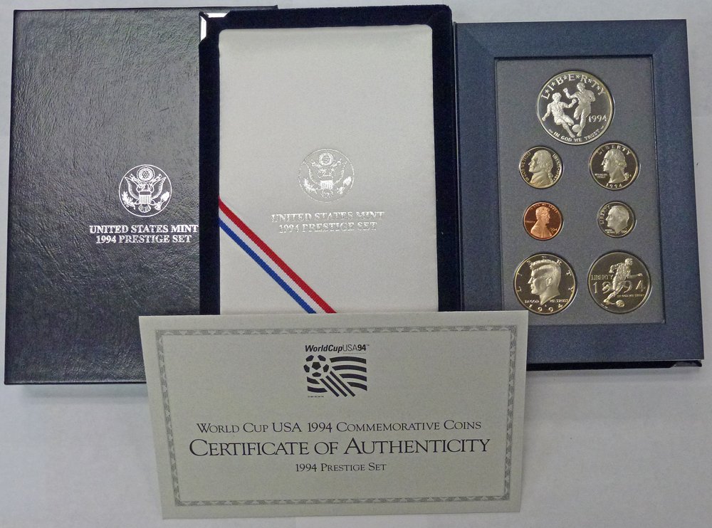 1994 Various Mint Marks Prestige Proof Set 1994 World Cup USA Silver Dollar OGP