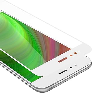 Cadorabo Vidrio templado cobertura completa compatible con Xiaomi Mi A1 / 5X en TRANSPARENTE con BLANCO - Vidrio protector de pantalla en dureza 9H con compatibilidad touch 3D