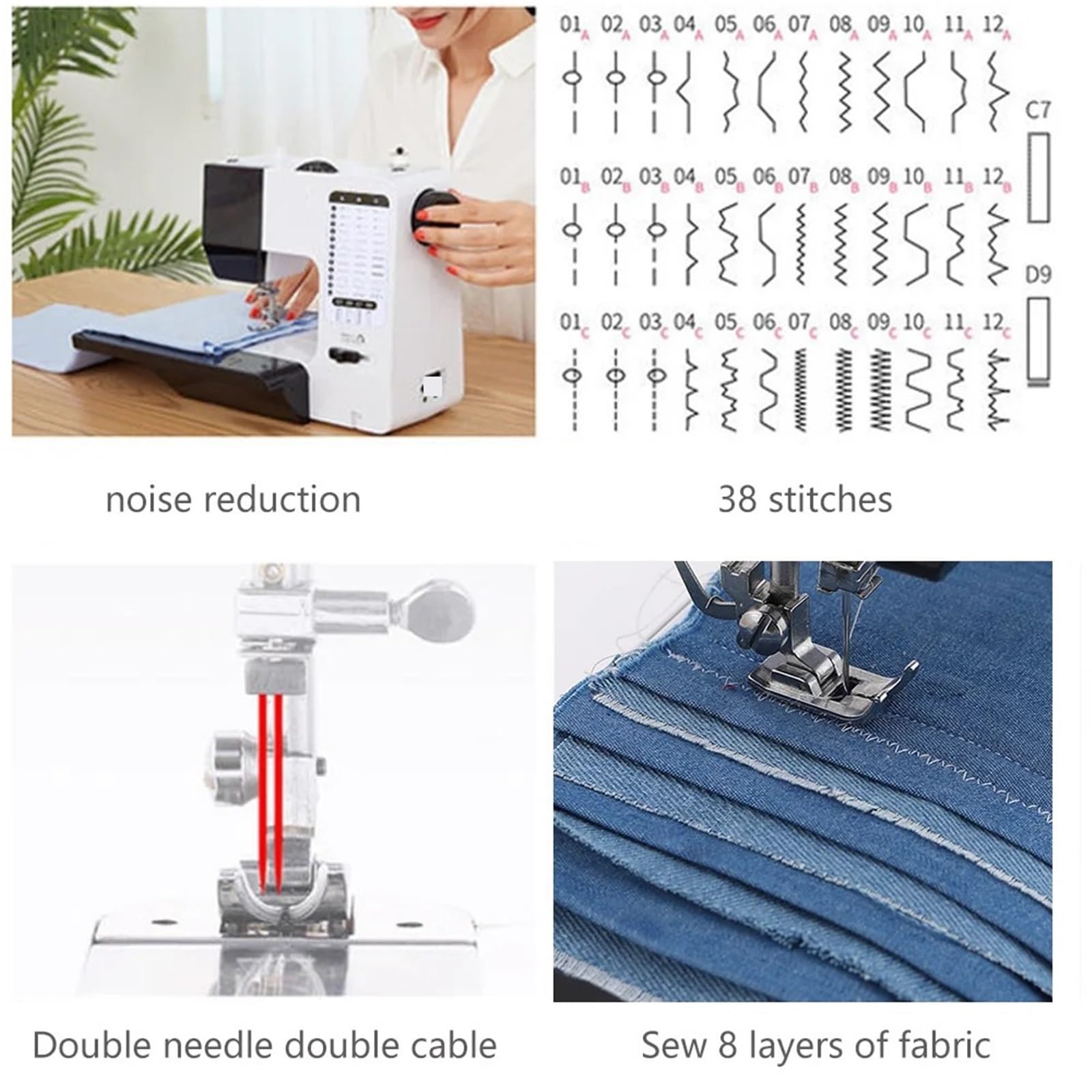 Materiales de Costura, Mini Máquina De Coser Con Luz LED