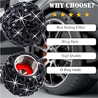 Vista 6 de 4 piezas de tapas de vástago de válvula de neumático con brillo de cristal y diamante, tapas de válvula de neumático de rueda de coche con brillo