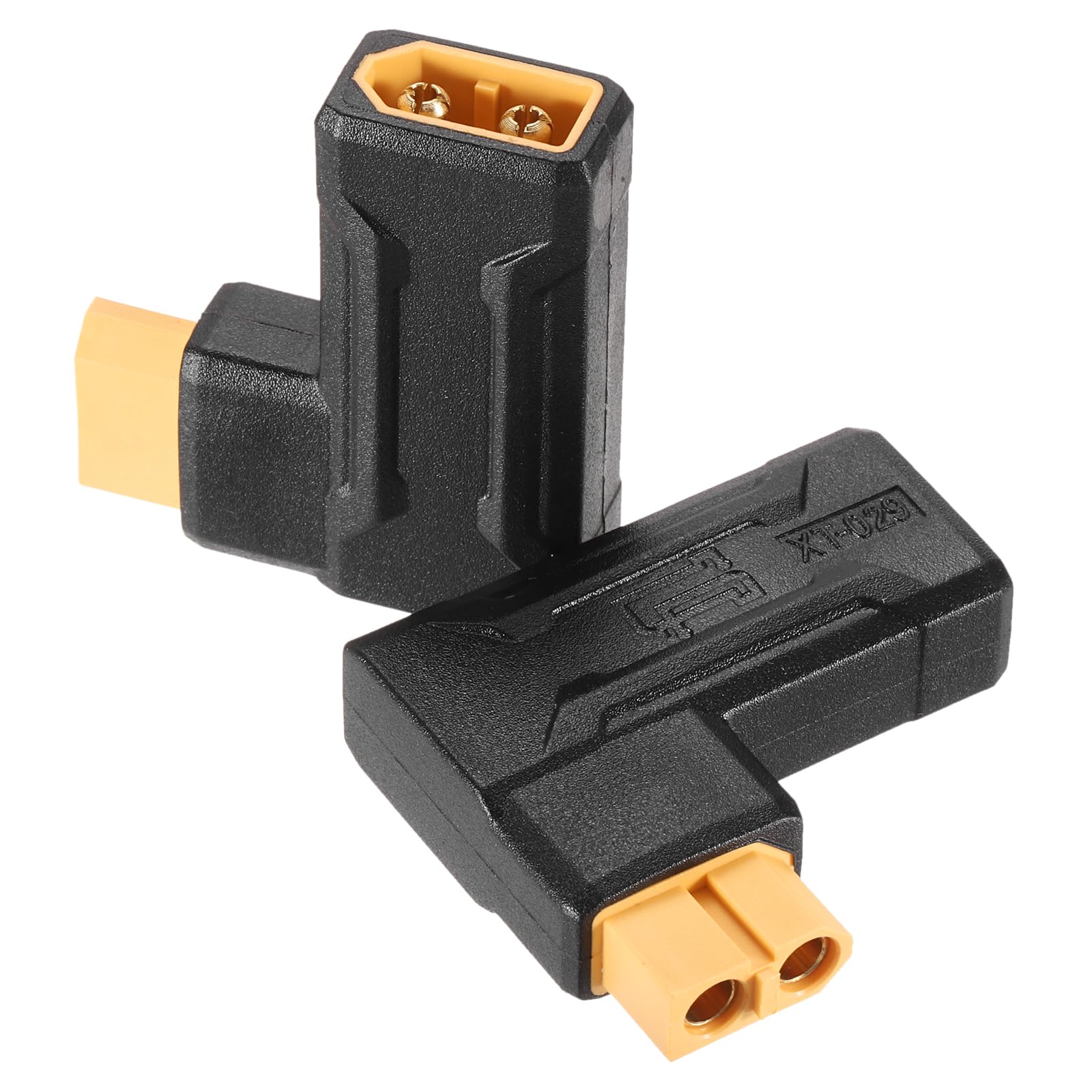 sourcing map 2 Pack XT60 Adapter, XT60 Male Bend to XT60 Female Wireless Adapter, XT60 Connectors Wireless for RC Models, FPV Monitor Power, Lipo Battery