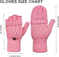 Vista 41 de Beurlike Guantes de invierno para mujer, de lana cálida, a prueba de viento, convertibles, sin dedos Negro