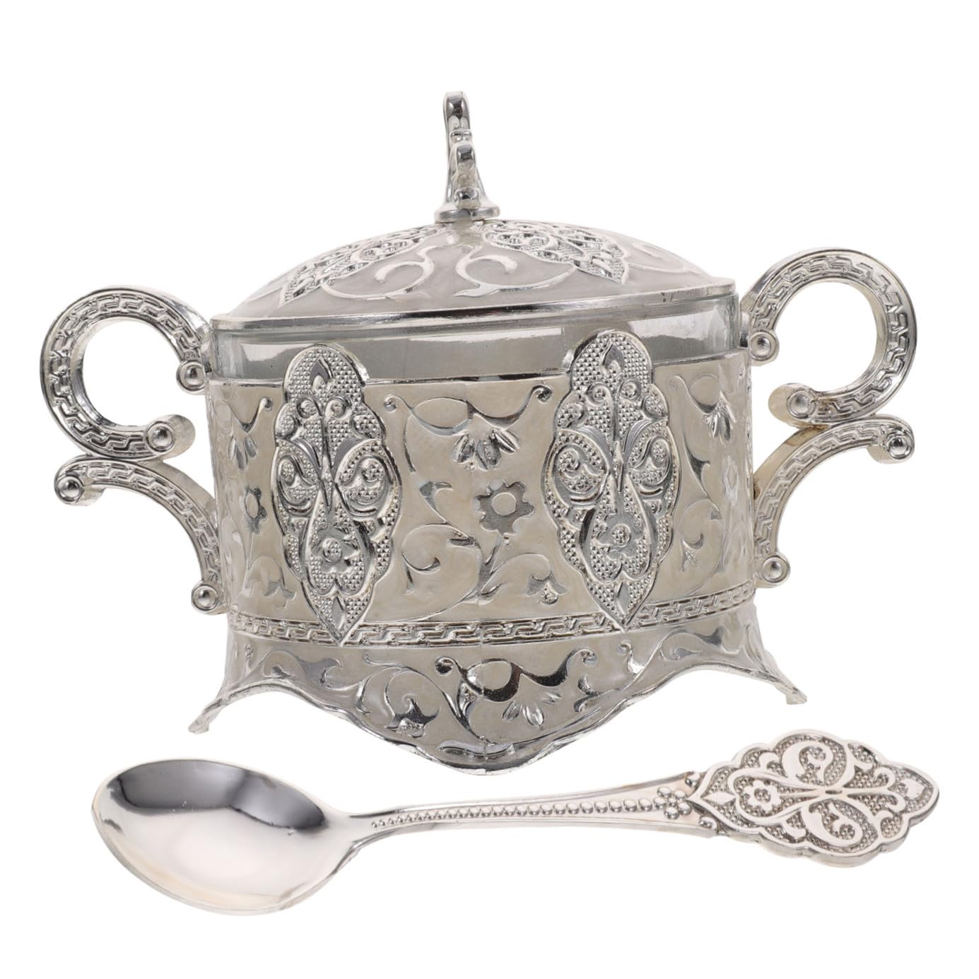 Set 1 Jarro Portacondimenti in Lega di Zinco Coperchio per Cucina e Feste, Design Classico Tradizionale