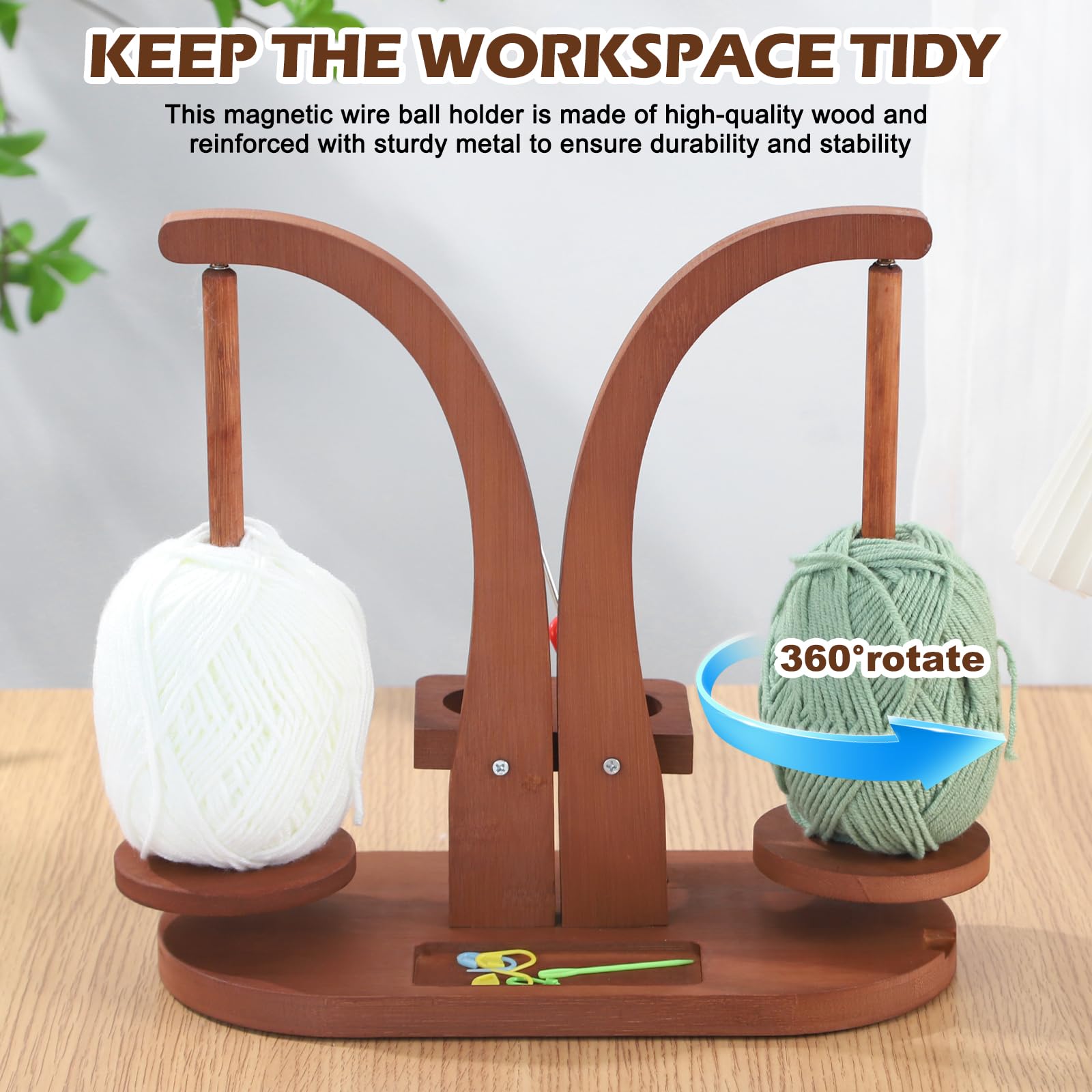 SUNOYA Yarn Winder - Avvolgitore per lana magnetico, supporto per gomitoli di lana, supporto per rotolo di filato, supporto per lana, doppio involucro per uncinetto e maglia
