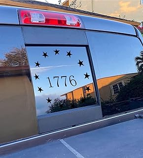 Xinghe for Chevy Silverado GMC Sierra Chevrolet Colorado, Rear Middle Window American Flag Decals Stickers, Matte Black USA Flag Decal for Truck Back Window, Waterproof Vinyl, Durable and Easy Remove Truck Decal (For Chevy Silverado GMC Sierra 2004-2018, 1776 Matte Black)