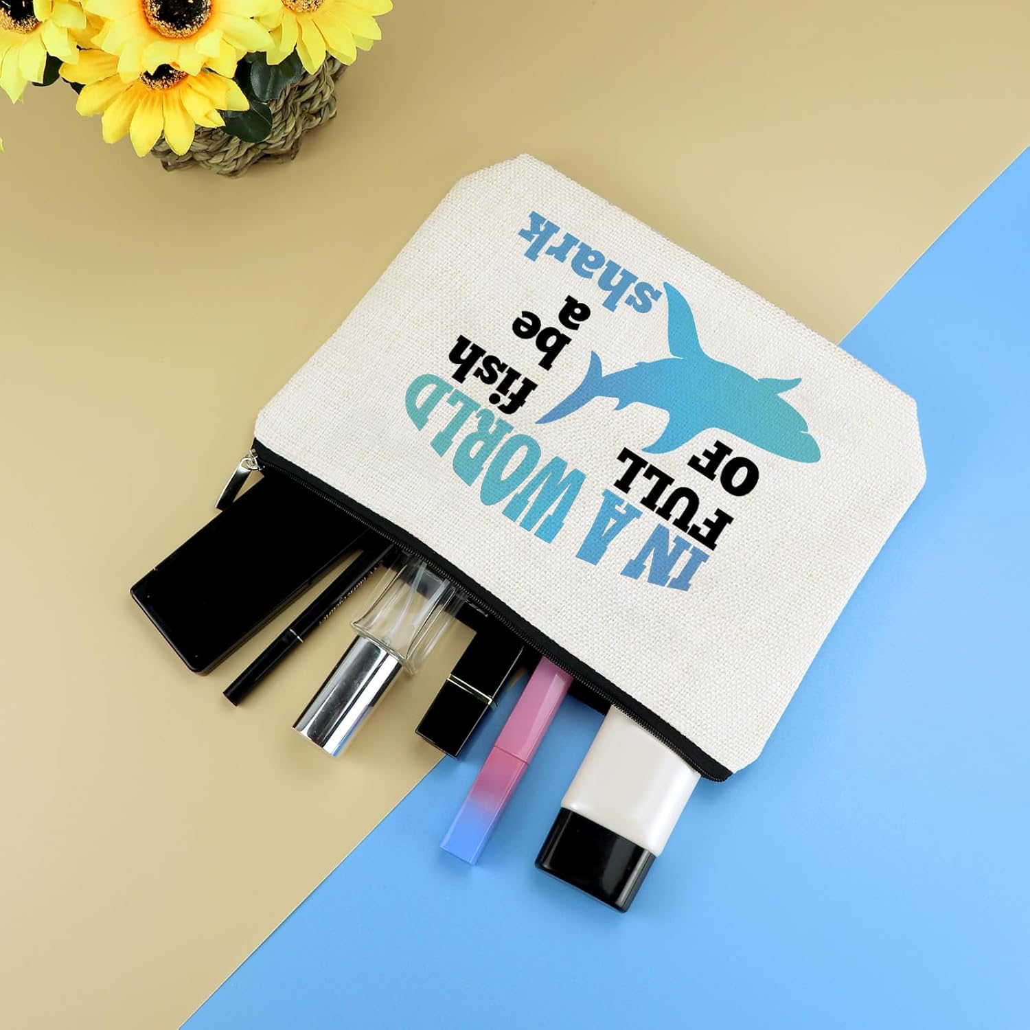 Shark Makeup Bag Shark Gifts for Women Animal Shark Lovers Gifts Travel Cosmetic Bag Ocean Shark Themed Gifts for Teen Girls Sharks Week Decor Gift Shark Gifts for Shark Lovers Christmas Birthday Gift - Image 4